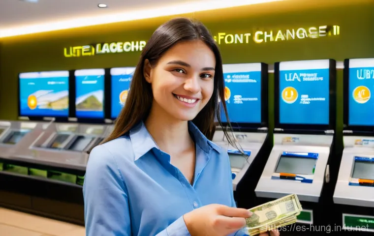 헝가리 환전 팁 - **Prompt 1: Confident Currency Exchange**
"A confident young female traveler, approximately 28 y...